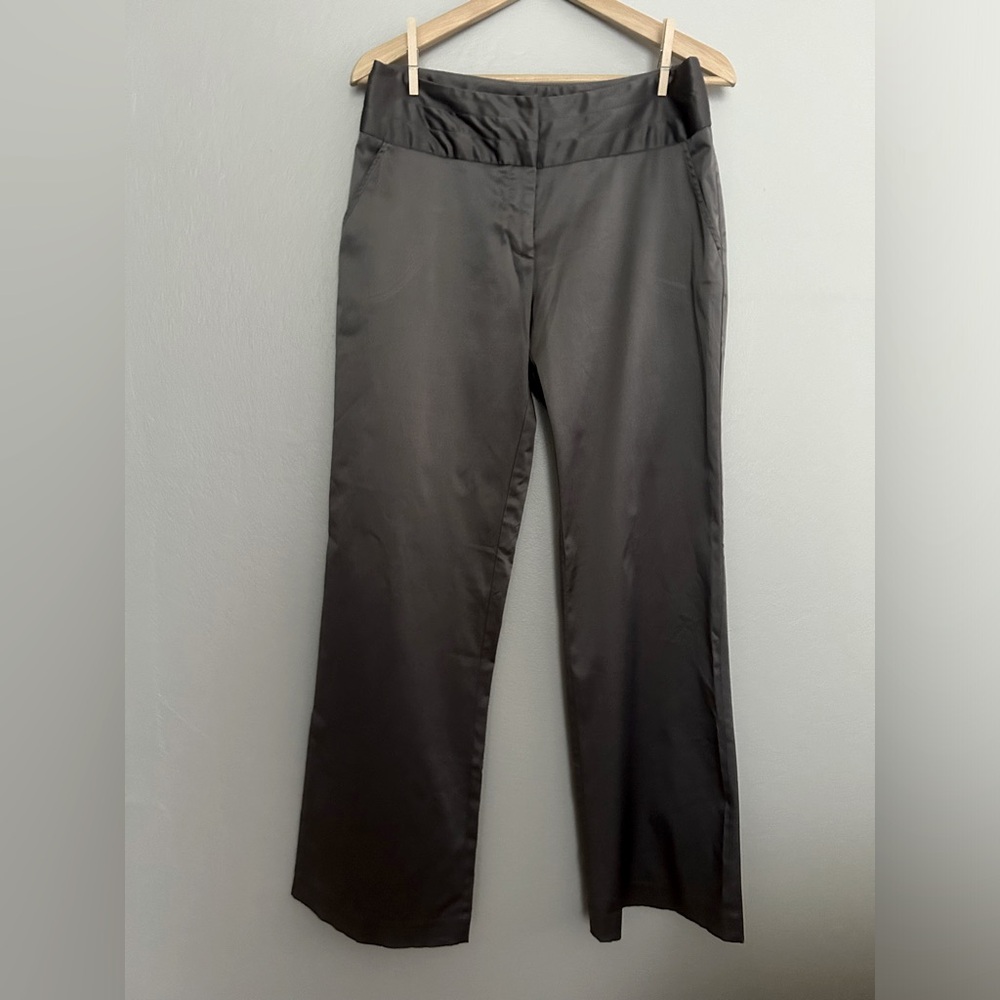 Dressbarn Pewter Silver Satin Trousers